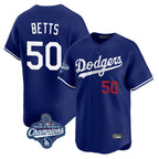 Los Angeles Dodgers #50 Mookie Betts Player Royal Fotopoulosg World Series Meet Limited Home Stitched Jerseys