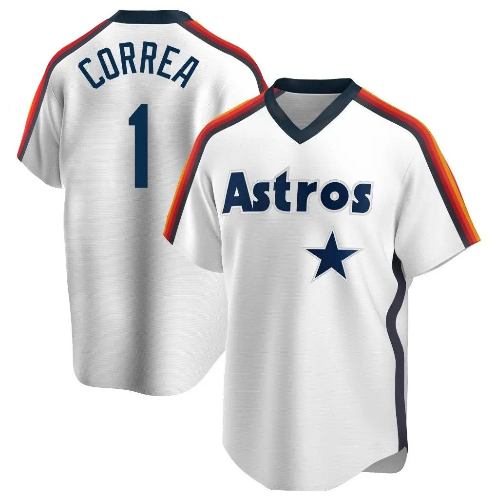 Houston Astros #1 Carlos Correa Player White Fotopoulosg Cooperstown Collection T-shirt Stitched Jerseys