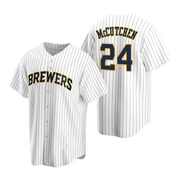 Milwaukee Brewers #24 Andrew McCutchen White Fotopoulosg Cool Base Stitched Jersey