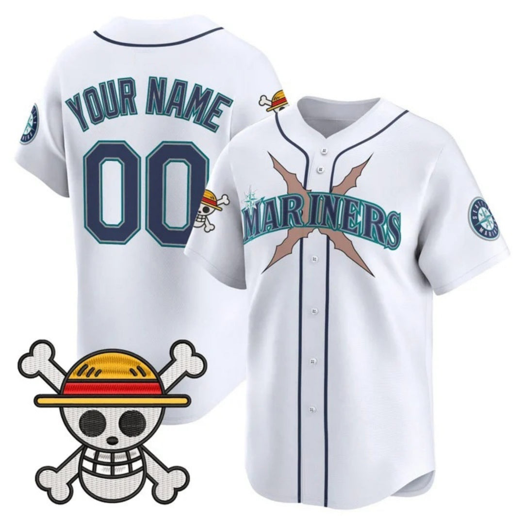 Custom Seattle Mariners x One Piece White Fotopoulosg Vapor Premier Limited Jersey - Stitched