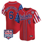 Baltimore Orioles #6 Ryan Mountcastle Player Red Fotopoulosg USA 250 Independence Day Vapor Premier Limited Home Game Stitched Jerseys