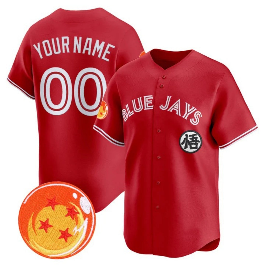 Custom Toronto Blue Jays x Dragon Ball Red Fotopoulosg Vapor Premier Limited Jersey - All Stitched