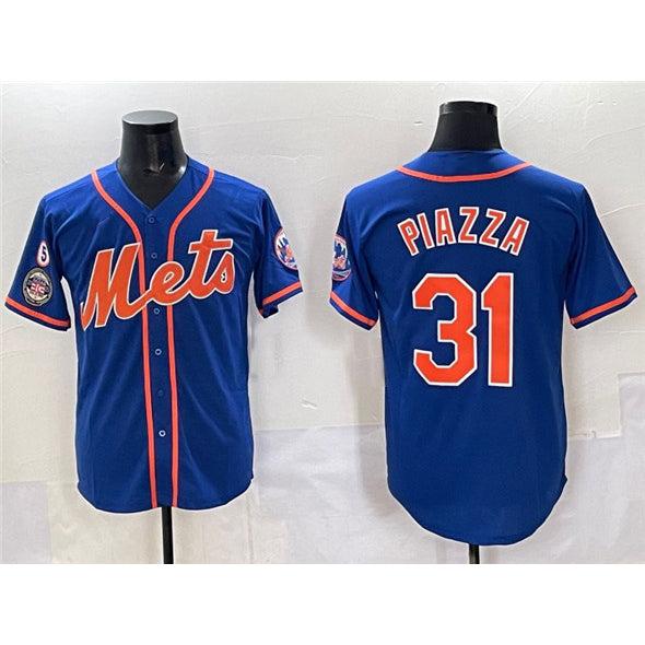 New York Mets #31 Mike Piazza Blue Fotopoulosg With Patch Cool Base Stitched Jersey