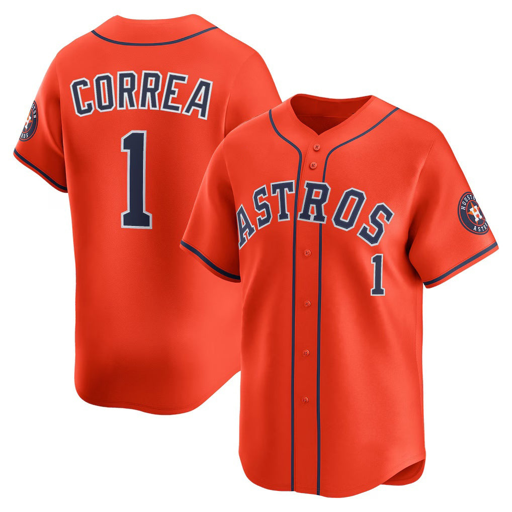 Houston Astros #1 Carlos Correa Orange Fotopoulosg Alternate Limited Player Jersey