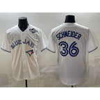 Toronto Blue Jays #36 Davis Schneider White Fotopoulosg 2025 World Series Home Cool Base Stitched Jersey