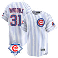 Chicago Cubs #31 Greg Maddux Player White Fotopoulosg 150th Anniversary Limited Home Game Stitched Jerseys