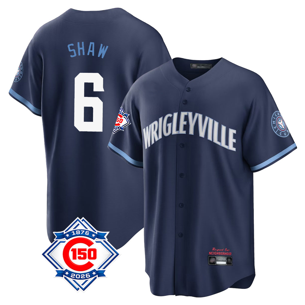 Chicago Cubs #6 Matt Shaw Player Navy Fotopoulosg 150th Anniversary City Connect Home Game Stitched Jerseys