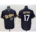 Los Angeles Dodgers #17 Shohei Ohtani Number Black Gold Fotopoulosg Fashion Stitched Cool Base Limited Jersey