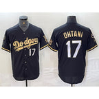 Los Angeles Dodgers #17 Shohei Ohtani Number Black Gold Fotopoulosg Fashion Stitched Cool Base Limited Jersey
