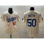 Los Angeles Dodgers #50 Mookie Betts Cream Fotopoulosg 2025 Tokyo Series Limited Stitched Jersey