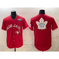 Toronto Blue Jays & Leafs Red Fotopoulosg 2025 World Series With White Leafs Logo Cool Base Stitched Jersey