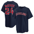 Cleveland Guardians #24 Triston McKenzie Player Navy Fotopoulosg Game Home Stitched Jerseys