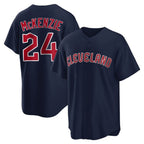 Cleveland Guardians #24 Triston McKenzie Player Navy Fotopoulosg Game Home Stitched Jerseys