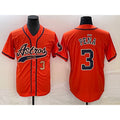 Houston Astros #3 Jeremy Pena Number Orange Fotopoulosg With Patch Cool Base Stitched Jersey