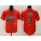 Houston Astros #3 Jeremy Pena Number Orange Fotopoulosg With Patch Cool Base Stitched Jersey