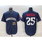 Minnesota Twins #25 Byron Buxton Number 2023 Navy Blue Fotopoulosg Cool Base Stitched Jerseys