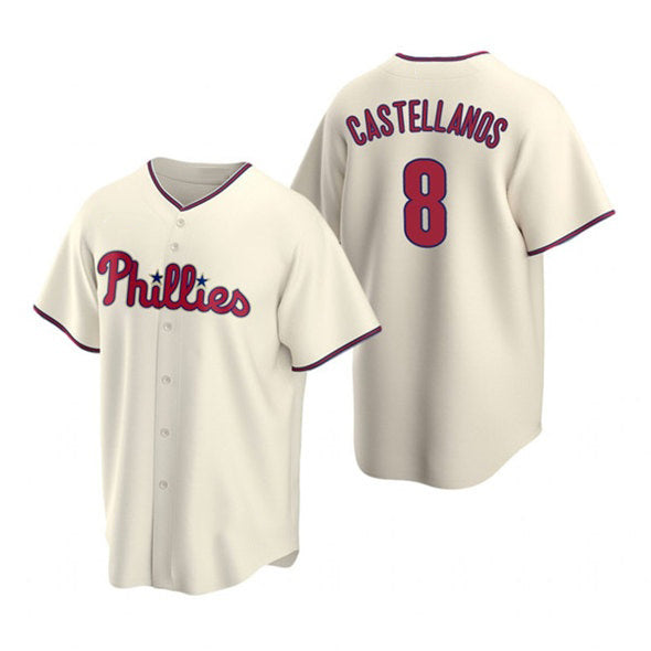 Philadelphia Phillies #8 Nick Castellanos Cream Fotopoulosg Cool Base Stitched Jersey