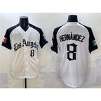 Los Angeles Dodgers #8 Enrique Hernandez White Black Fotopoulosg Mexico 2025 LA Gothic Style With Fernando Patch Vapor Premier Limited Stitched Jersey