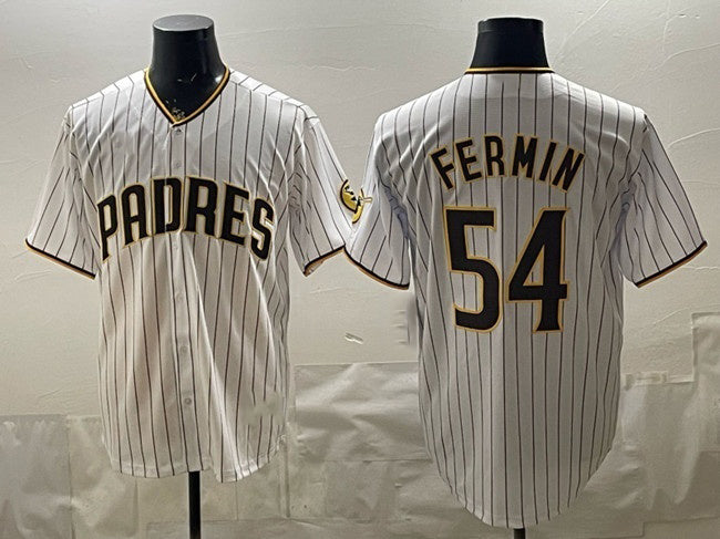 San Diego Padres #54 Freddy Fermin White Fotopoulosg Cool Base Stitched Jersey
