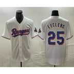 Texas Rangers #25 Jose Leclerc White Fotopoulosg 2024 Gold Collection Limited Cool Base Jersey