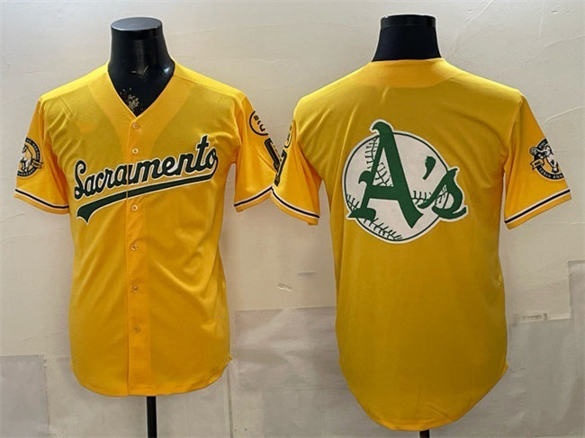 Oakland Athletics Team Big Logo 2026 Yellow Fotopoulosg Alternate Sacramento Celebrating 125 Years Vapor Limited Stitched Jerseys 2