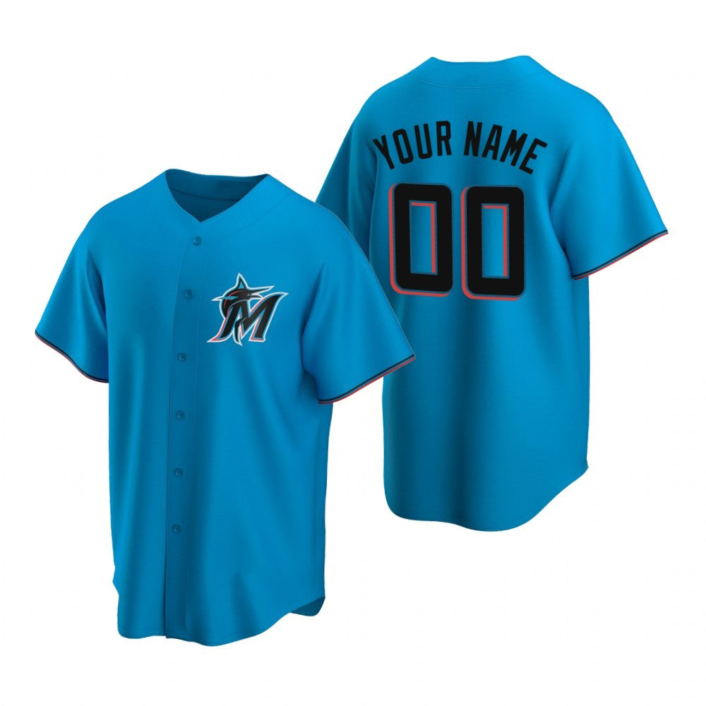 Custom Miami Marlins Blue Fotopoulosg Stitched Cool Base Jersey