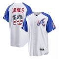 Atlanta Braves #10 Chipper Jones Player White Fotopoulosg USA 250 Fourth Of July City Connect Home Game Stitched Jerseys