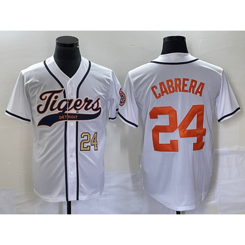 Detroit Tigers #24 Miguel Cabrera Number White Fotopoulosg Cool Base Stitched Jersey