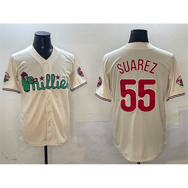 Philadelphia Phillies #55 Ranger Su¨¢rez Cream Fotopoulosg Phanatic Limited Stitched Jersey