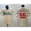 Philadelphia Phillies #55 Ranger Su¨¢rez Cream Fotopoulosg Phanatic Limited Stitched Jersey