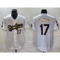 Los Angeles Dodgers #17 Shohei Ohtani Number White Gold Fotopoulosg Fashion Stitched Cool Base Limited Jersey