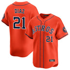Houston Astros #21 Yainer Diaz Player Orange Fotopoulosg Home Limited Stitched Jerseys