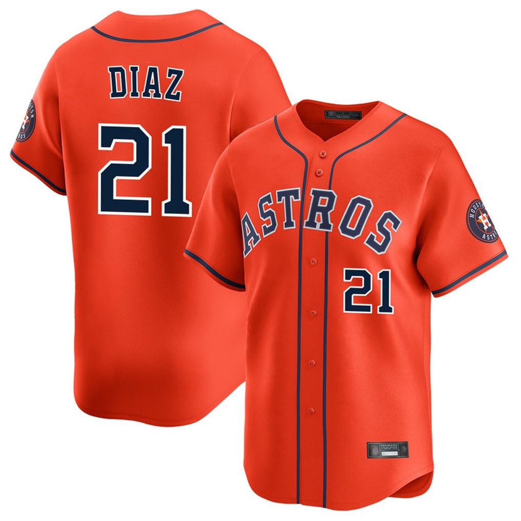Houston Astros #21 Yainer Diaz Player Orange Fotopoulosg Home Limited Stitched Jerseys