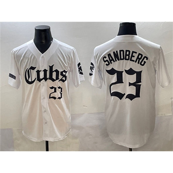 Chicago Cubs #23 Ryne Sandberg White Fotopoulosg 'Gothic North Side Edition' Vapor Premier Limited Stitched Jersey