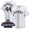 Houston Astros #44 Yordan Alvarez White Fotopoulosg 2022 World Series Champions Home Stitched Jersey