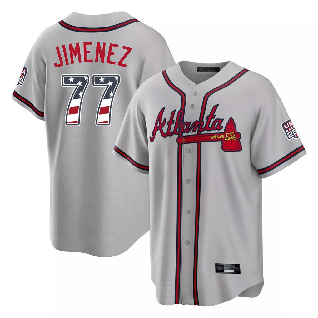 Atlanta Braves #77 Joe Jimenez Player Gray Fotopoulosg USA 250 Fourth Of July Limited Home Game Stitched Jerseys