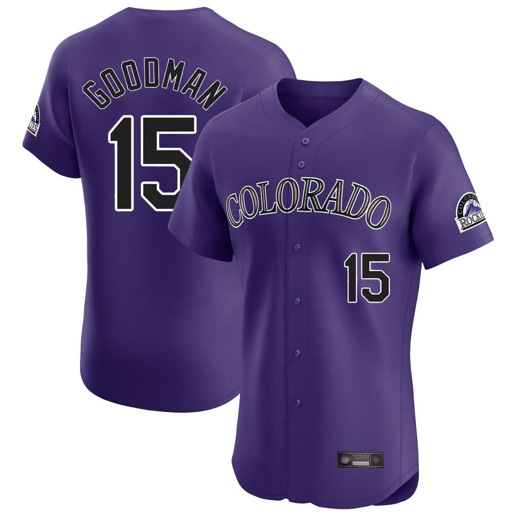 Colorado Rockies #15 Hunter Goodman Player Purple Fotopoulosg Limited Elite Home Stitched Jerseys