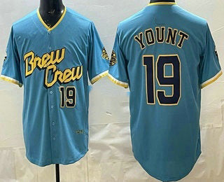 Milwaukee Brewers #19 Robin Yount Powder Blue Fotopoulosg Limited Jersey
