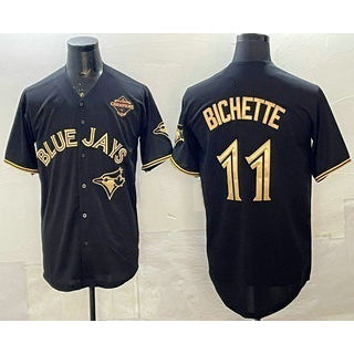 Toronto Blue Jays #11 Bo Bichette Black Gold Fotopoulosg 2025 American League Champions Limited Stitched Jersey