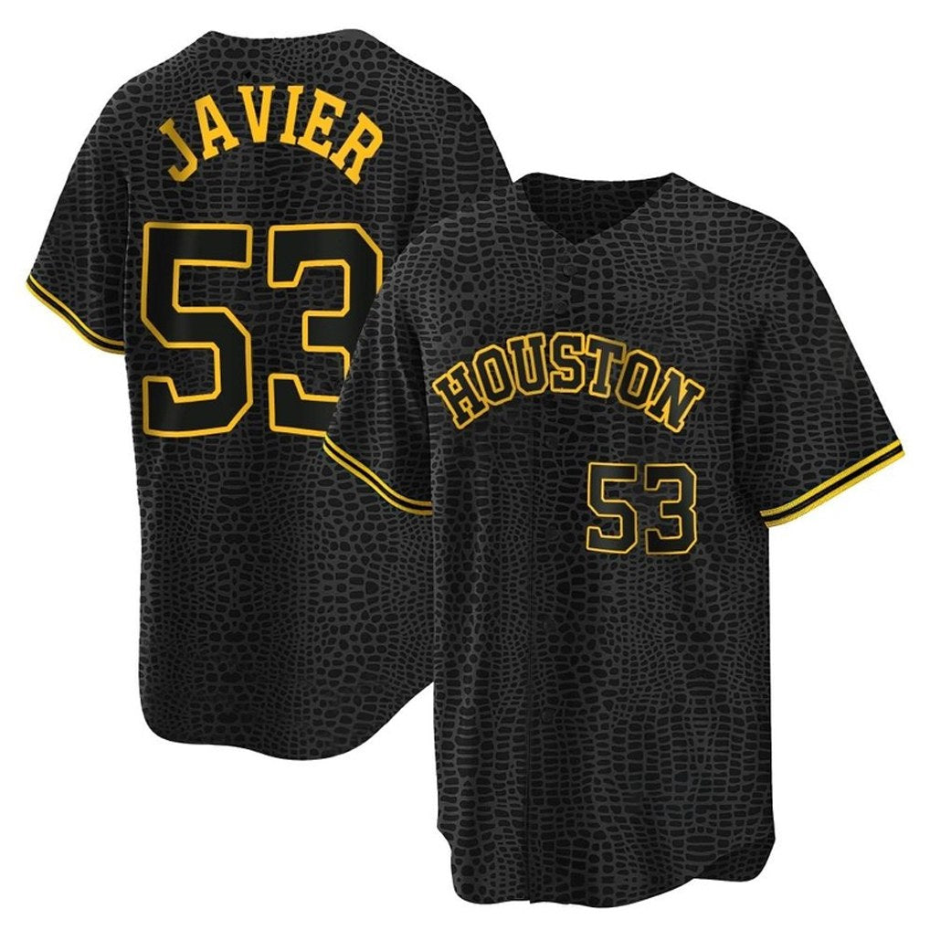 Houston Astros #53 Cristian Javier Player Black Fotopoulosg Snake Skin City Home Game Stitched Jerseys