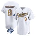 Los Angeles Dodgers #8 Enrique Hern¨¢ndez Player White Gold Fotopoulosg World Series Meet Collection Limited Home Stitched Jerseys