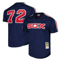 Chicago White Sox #72 Carlton Fisk Player Navy Fotopoulosg Mitchell & Ness Cooperstown Collection Mesh Game Stitched Jerseys