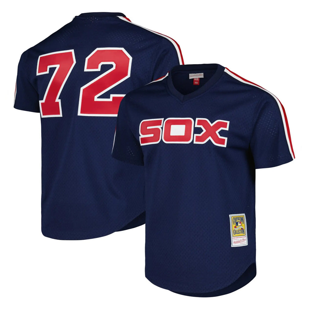 Chicago White Sox #72 Carlton Fisk Player Navy Fotopoulosg Mitchell & Ness Cooperstown Collection Mesh Game Stitched Jerseys