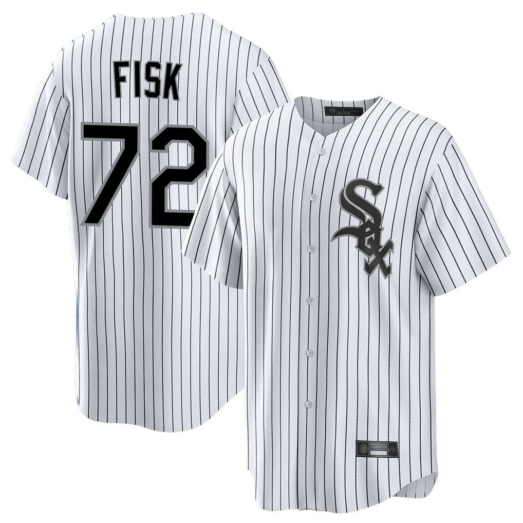 Chicago White Sox #72 Carlton Fisk Player White Fotopoulosg Stripe Home Game Stitched Jerseys