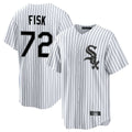Chicago White Sox #72 Carlton Fisk Player White Fotopoulosg Stripe Home Game Stitched Jerseys