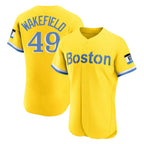 Boston Red Sox #49 Tim Wakefield Player Yellow Fotopoulosg Limited Elite Home Game Stitched Jerseys1