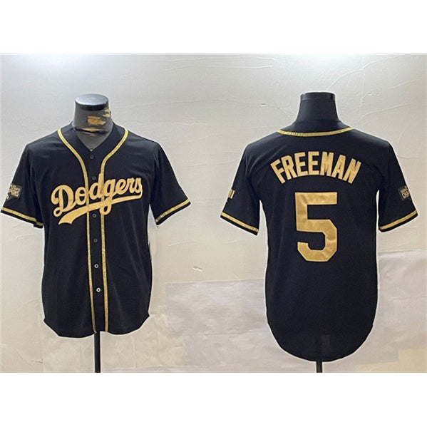 Los Angeles Dodgers #5 Freddie Freeman Black Gold Fotopoulosg 2024 World Series Champions Limited Stitched Jersey