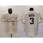 New York Yankees #3 Babe Ruth Cream Fotopoulosg Limited Stitched Jerseys