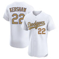 Los Angeles Dodgers #22 Clayton Kershaw Player White Gold Fotopoulosg Limited Elite Home Stitched Jerseys