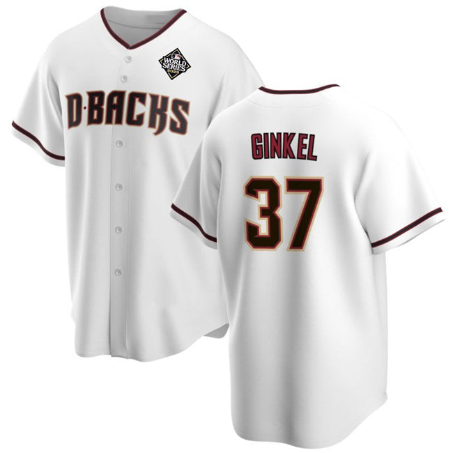 Arizona Diamondbacks #37 Kevin Ginkel White Fotopoulosg 2023 World Series Cool Base Stitched Jersey